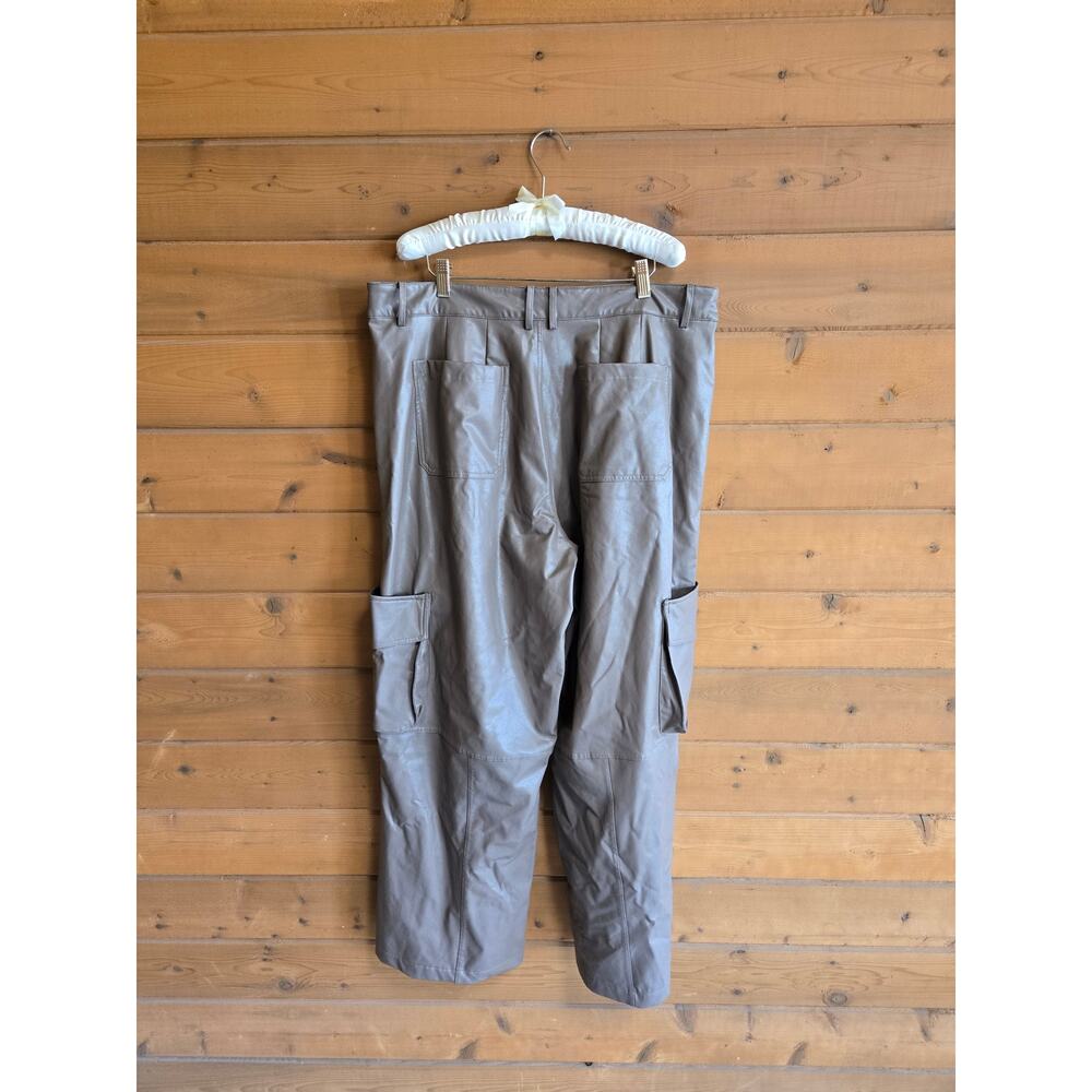 Forever21 Pant Cargo Faux Leather Espresso Brown 1X NWT Straight Leg High Rise - Picture 4 of 4